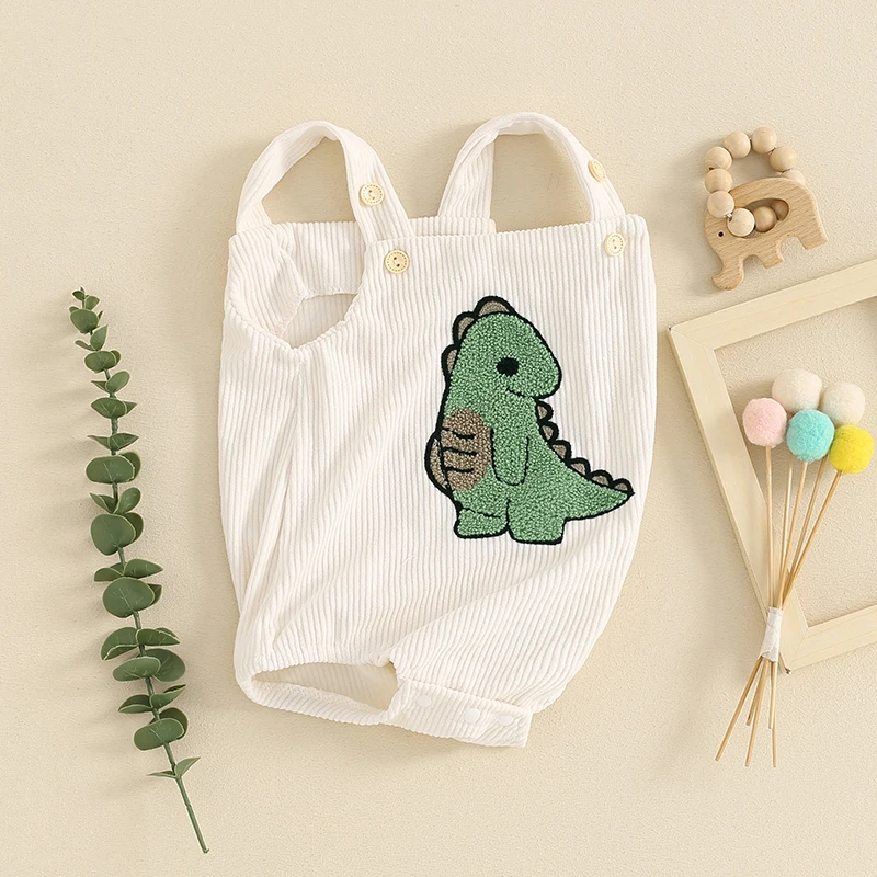 Infant Baby Boys Girls Rompers Jumpsuits For Newborn Playsuits Cotton Sleeveless Dinosaur Embroidery Baby Summer Clothing