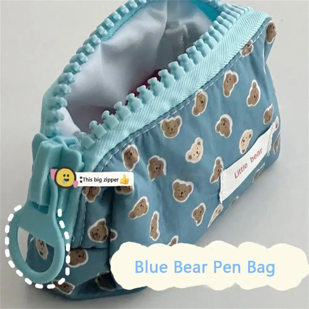 1/3/5PCS Stationery Box Little Bear Thickened Edging Smooth Color Fashion High Capacity Pencil Case Modern Minimalist Blue Print