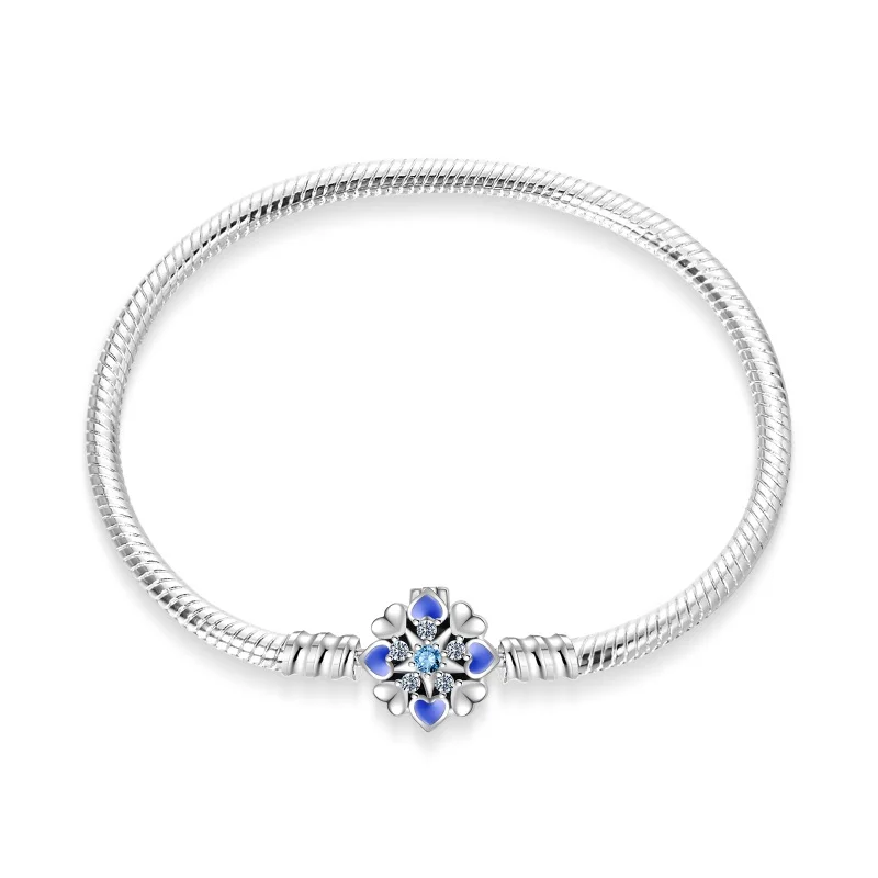 New Arrival 925 Sterling Silver Blue Lucky Grass Chain Bracelet Fit DIY Charms Bead Fine Wedding Jewelry Gift
