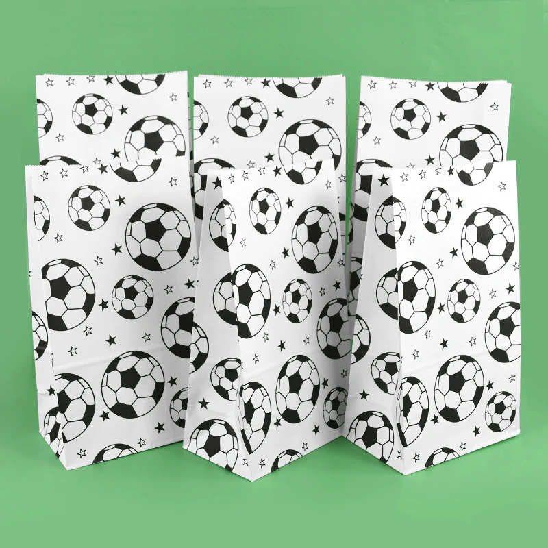 10pcs Football Theme Gift Wrapping Bags Soccer Candy Bag Cookie Popcorn Bag Fans Party Favor Bags for Boys Birthday Party Decor