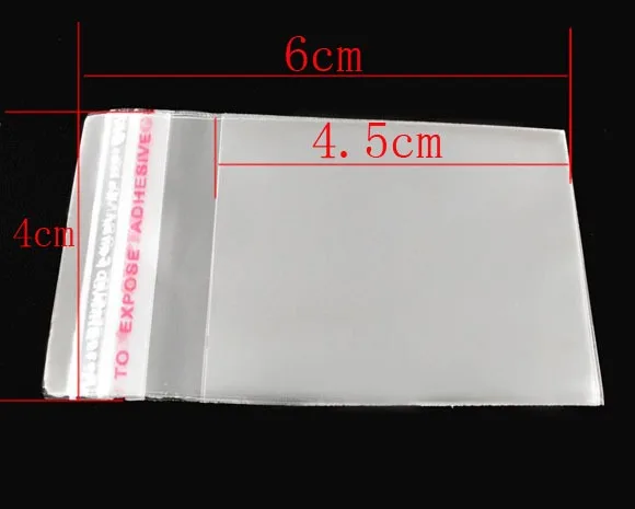 Plastic Self-Seal Bags Transparent Storage Earrings Bracelets Jewelry Bags For Gifts (Usable Space: 4.5x4cm) 6cm x4cm,200PCs