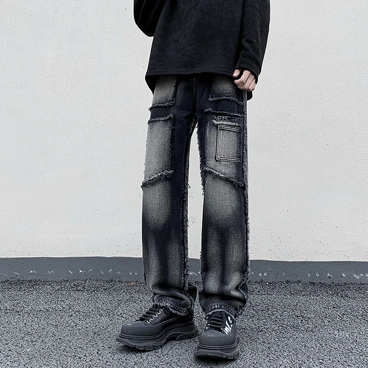 

2023 High Quality New Men's Jeans Denim Pants Brand Classic Clothes Overalls Straight Trousers for Men Black Oversize Large Size