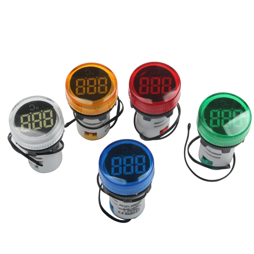 22mm LED  20-119 Celsius digital thermometer indicatro 50-380V  Blue Green Yellow White Red with LED light indicator