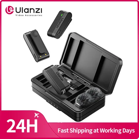 Ulanzi A100 Microfone sem fio Microfone de lapela para iPhone 16 15 Pro (máx.) Câmera Gravação de som Monitoramento em tempo real Atualização J12
