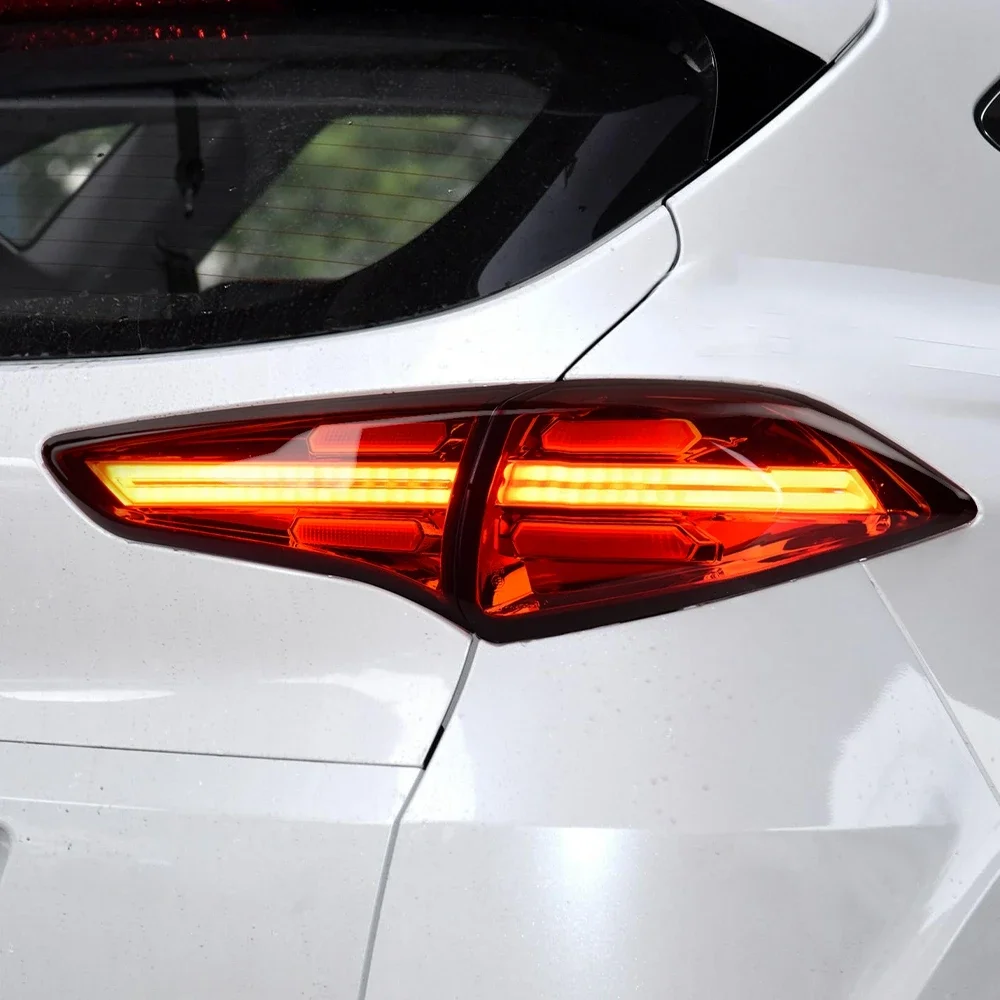 

Авто задние фонари для Hyundai Tucson 2015-2018, светодиодные автомобильные задние фонари в сборе, обновление в стиле Porsche, мигающий сигнальный светильник, аксессуары