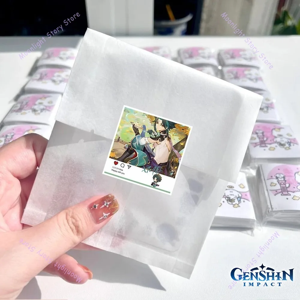 Genshin Impact Games Merch ملصقات التمرير Paimon Hu Tao Zhongli Raiden Shogun Venti زينة مجلة ملصقات الختم