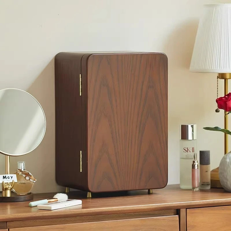 

Solid wood cosmetics storage box desktop dust-proof cosmetic cabinet dresser