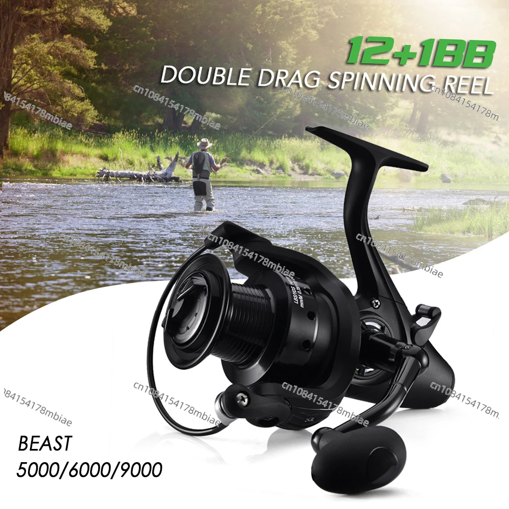 12+1 BB Spinning Reel with Front and Rear Double Drag Carp Fishing Reel Left Right Interchangeable for Saltwater Freshwater