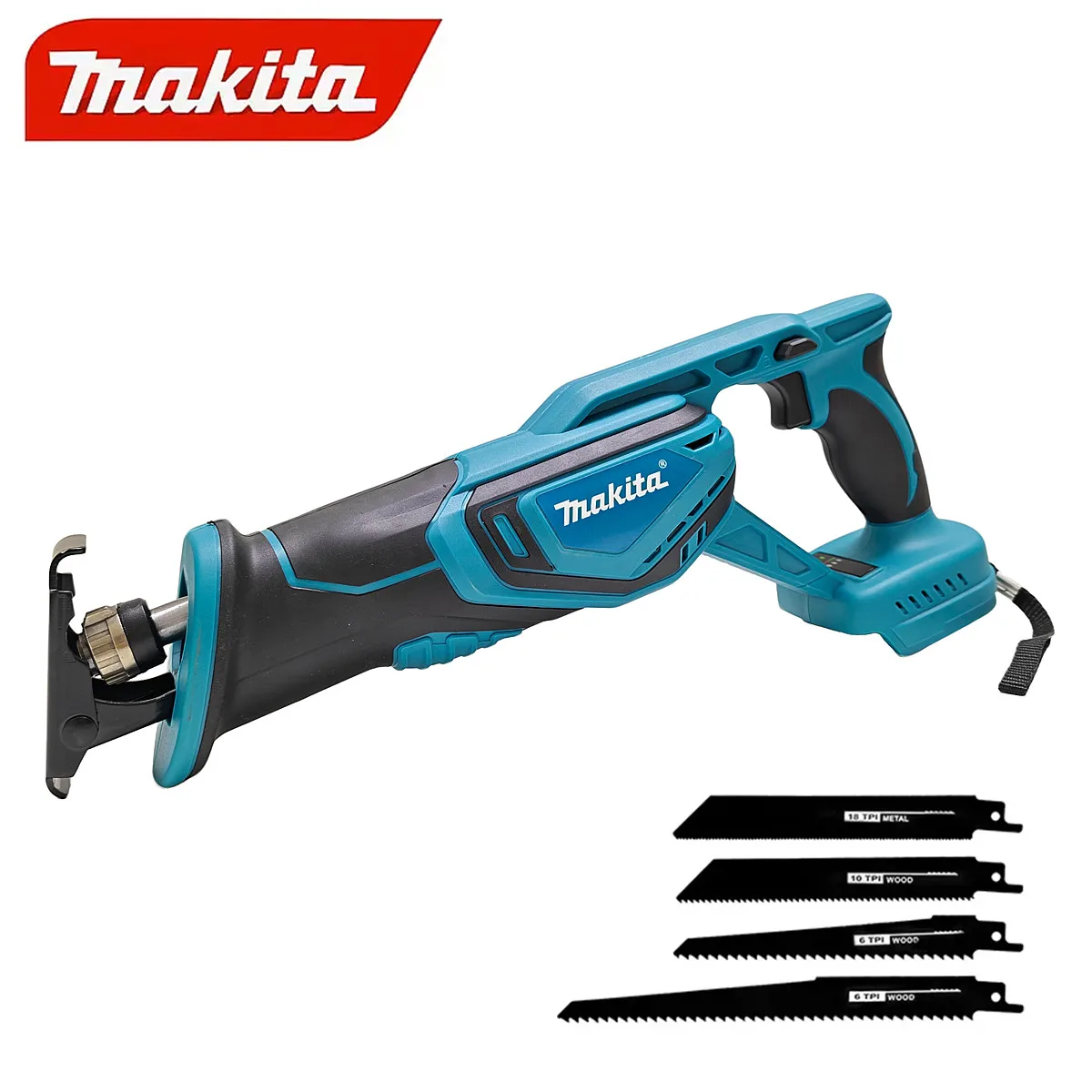 Аккумуляторная сабельная пила Makita, высокомощная, с 4 лезвиями, бесщеточная, 13000 об/мин, электроинструмент для аккум