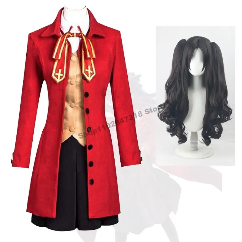 

Fate/stay night Costumes Tohsaka Rin Cosplay School Uniforms Unlimited Blade Works Girl's JK Uniform Red Devil Cosplay Wig