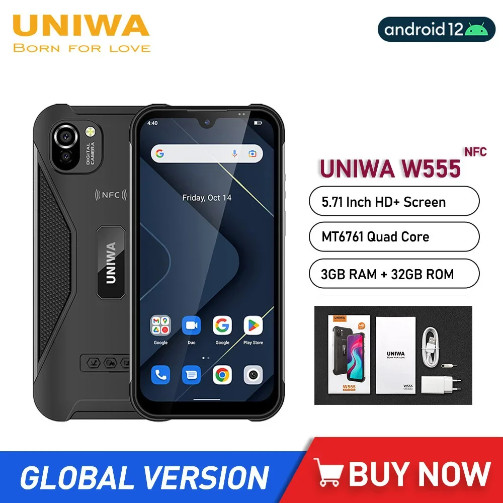 

Смартфон UNIWA W555, 4G, 4 ядра, 3 + 32 ГБ, 5,71 дюйма, Android 12, 4000 мАч, 13 МП