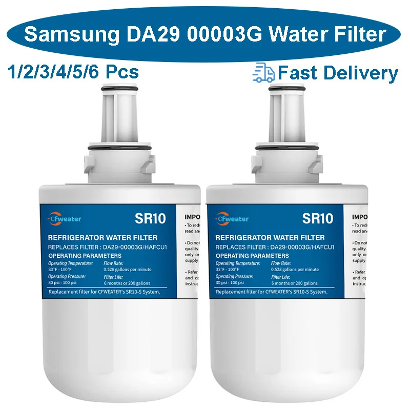 1-6Pcs DA29 00003G Water Filter Replacement for Samsung DA29-00003B, DA29-00003A Refrigerator Water Filter Aqua-Pure Plus HAFCU1