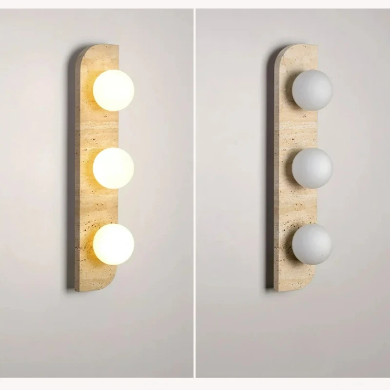 Lámpara de Pared de Travertino de Piedra Natural, Estilo Wabi-Sabi, para Sala de Estar, Escalera, Pasillo, Baño, Lavabo, Espejo