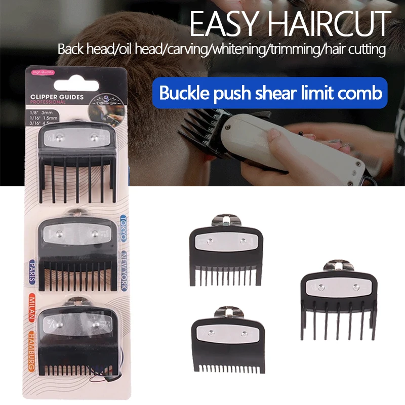 

5/3/1 шт., набор расчесок для стрижки волос, черные защитные ограждения для машинки для стрижки волос, сменная направляющая, расчески, триммер, инструменты для укладки, размер 1,5 мм, 3 мм, 4,5 мм, 1 шт.