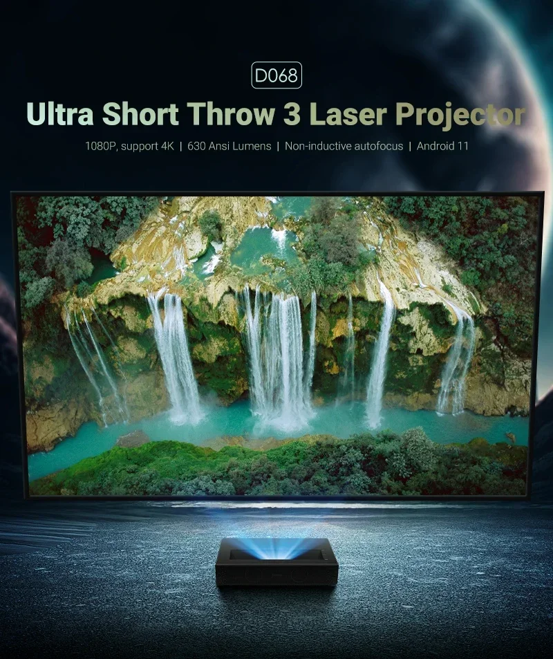 Lyncast Factory newest D068 Best Ultra short Throw Laser projector 4K home cinema pocket outdoor portable DLP projector