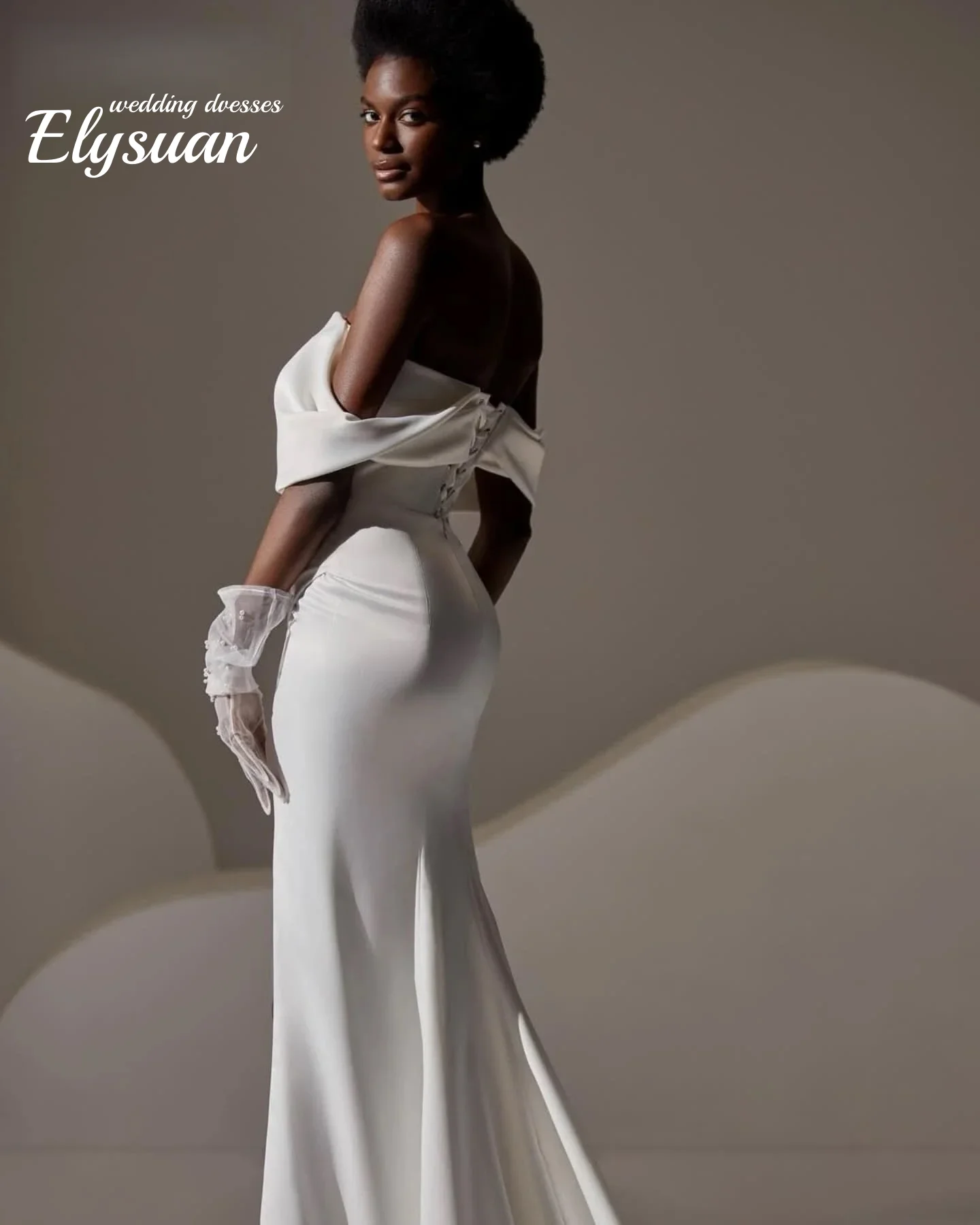 Robes de mariée sirène simples personnalisées, épaules dénudées, fendues sur le devant, robes de mariée chic pour femmes