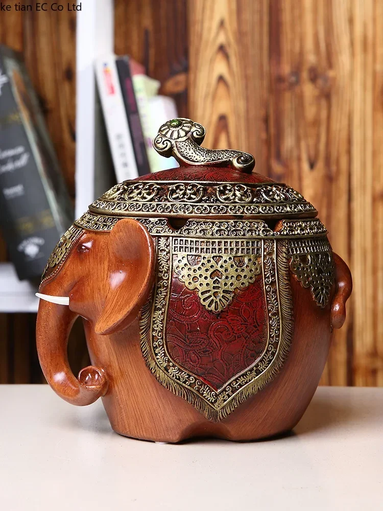 Chinese personality elephant ornaments fashion creative large ashtray with lid ornaments Practical household daily necessities