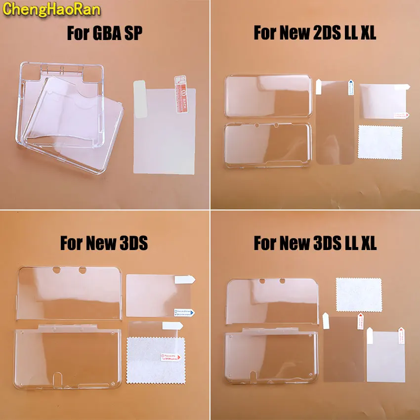 

Clear Split Protective Shell Housing For GBA SP 2DS New 2DS 3DS XL LL Game Console Crystal Cover Case Screen Protector Film