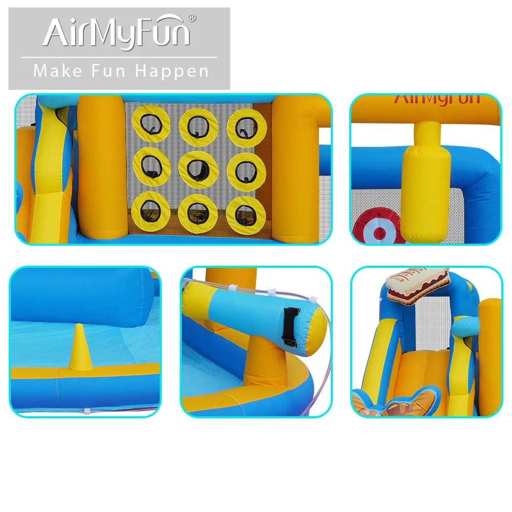 AMF|Inflatable bounce house water slide with ball pool indoor outdoor inflatable toys with air blower bouncy castle for kids