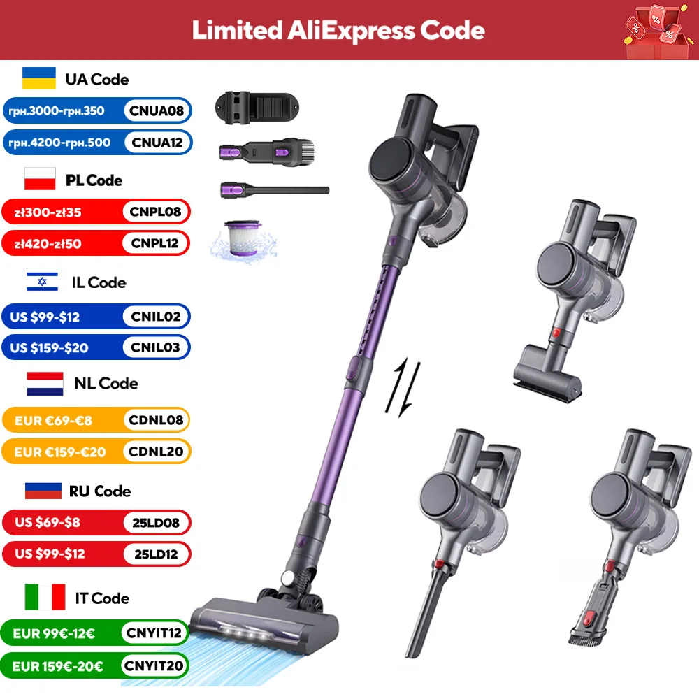 V14 Handheld Wireless Vacuum Cleaner 250W 20kPa Suction Power Vertical Multi-functions Handheld Sweeper Mopping Machine