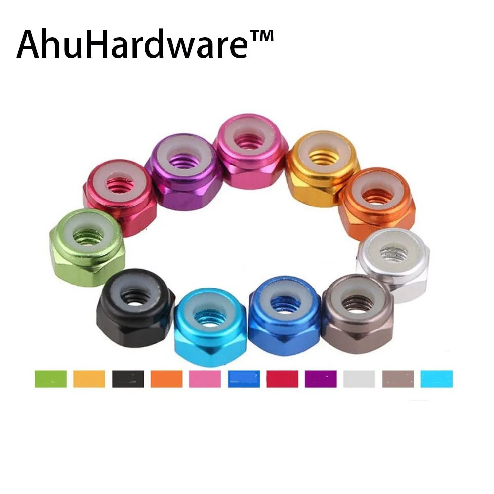 50pcs M2 M3 M4 M5 M6 M8 colorful aluminum alloy Anodized Selft Lock Nut Blue Pink Orange Purple Green Red Grey