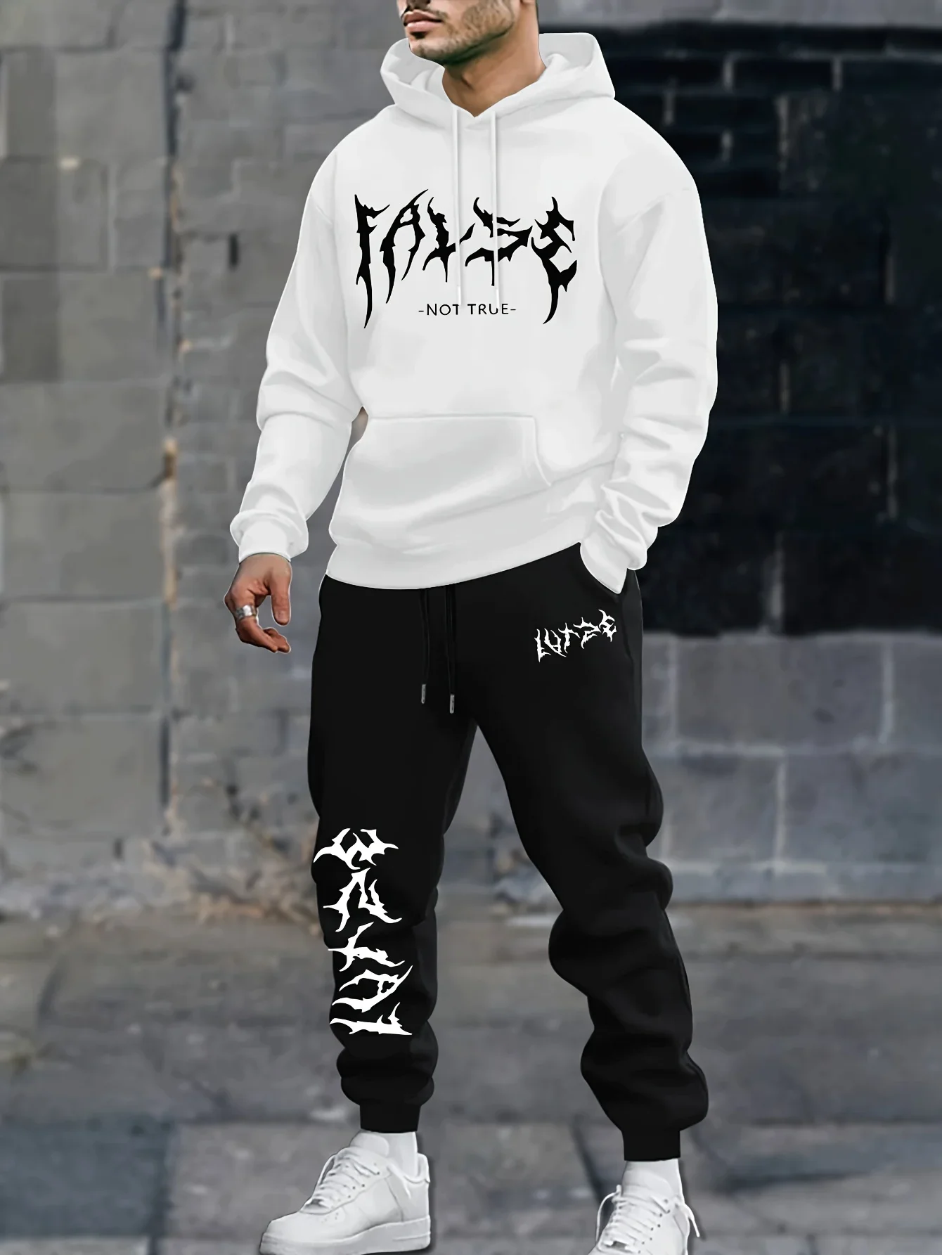 2026 New Autumn Winter Men Couple Hoodie Sweatpants 2 Piece Set Trendy Print Casual Sport Tracksuit Unisex