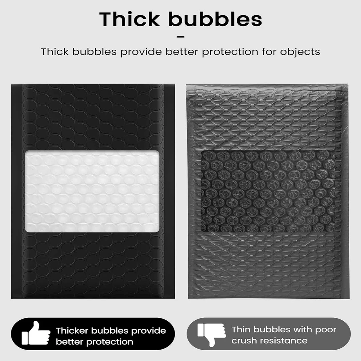 50 Stück Luftpolstertaschen, gepolsterte Versandumschläge, Versandtaschen aus Poly für Verpackungen, selbstklebende Versandtaschen, schwarze Luftpolsterpolsterung