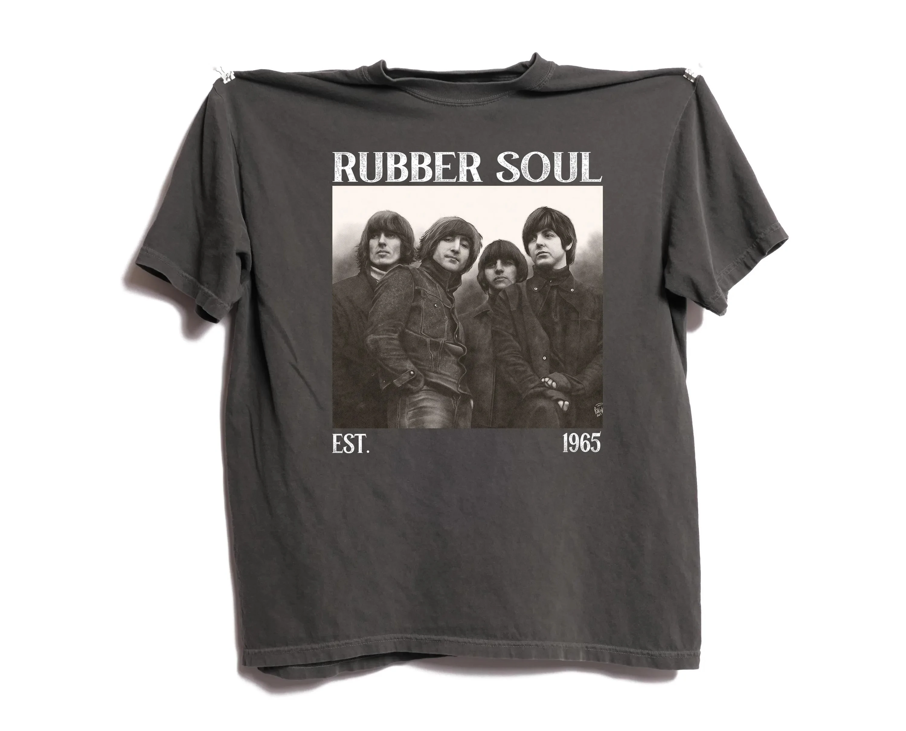 

Plus Size Summer Women's Retro The Beatles Rubber Soul T-Shirt Cotton Breathable Stylish Versatile Street Style Oversized