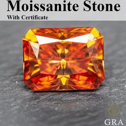 Moissanite Radiant Cut Orange Color Gemstone for Jewel Making DIY Ring Necklace Earrings Main Materials with Certificate