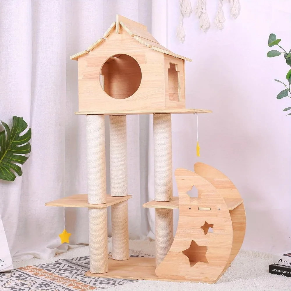 

Freedom Cat FramePremium Wooden Multi-Level Climber with Space Capsule Tower