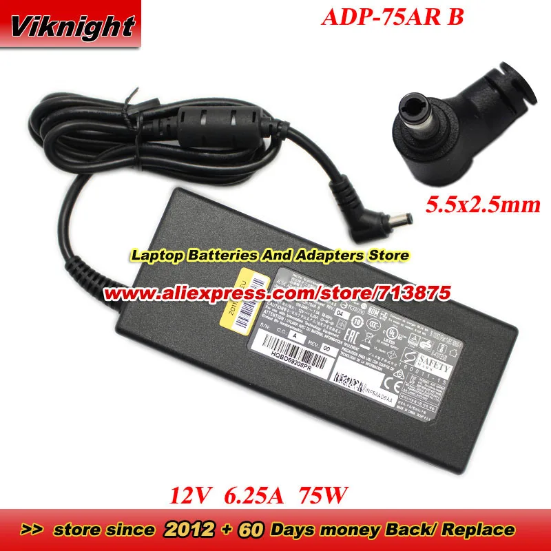 ADP-75AR B AC Adapter 12V 6.25A 75W 5.5x2.5mm Charger for Junpier NETWORKS SRX320 SERVICES GATEWAY 740-066487 SRX320-PWR-75W