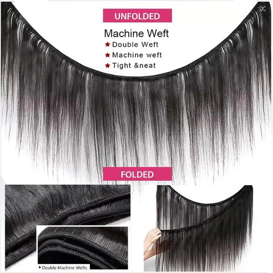 Pacotes retos de cabelo humano para mulheres, extensões naturais de cabelo longo, cabelo brasileiro, entrega nos dias 5, 30 in, 38 in, 40 in