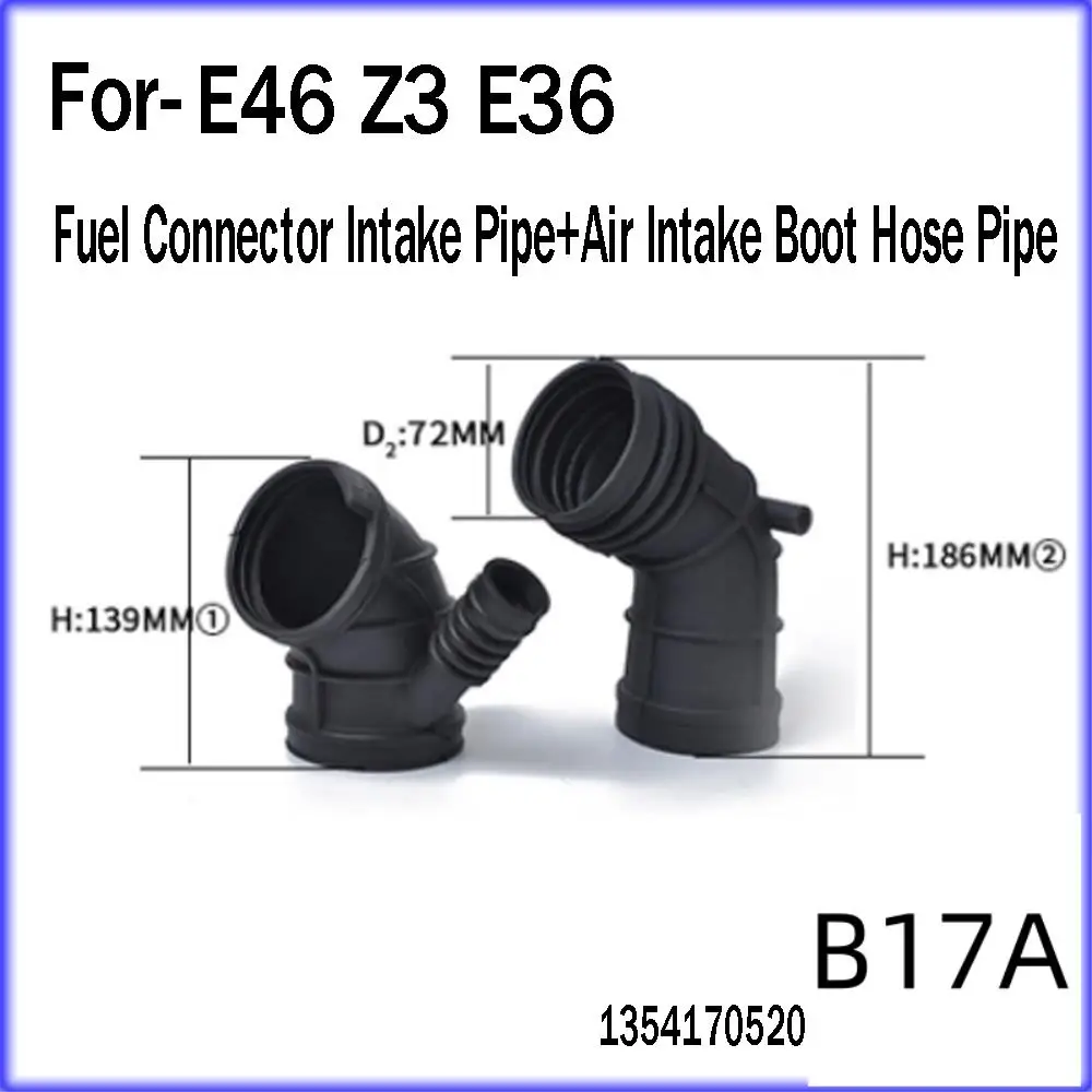 

BT-1Set/2Pcs Fuel Connector Intake Pipe+Air Intake Boot Hose Pipe 13541705209 13541438759 For-BMW E46 Z3 E36