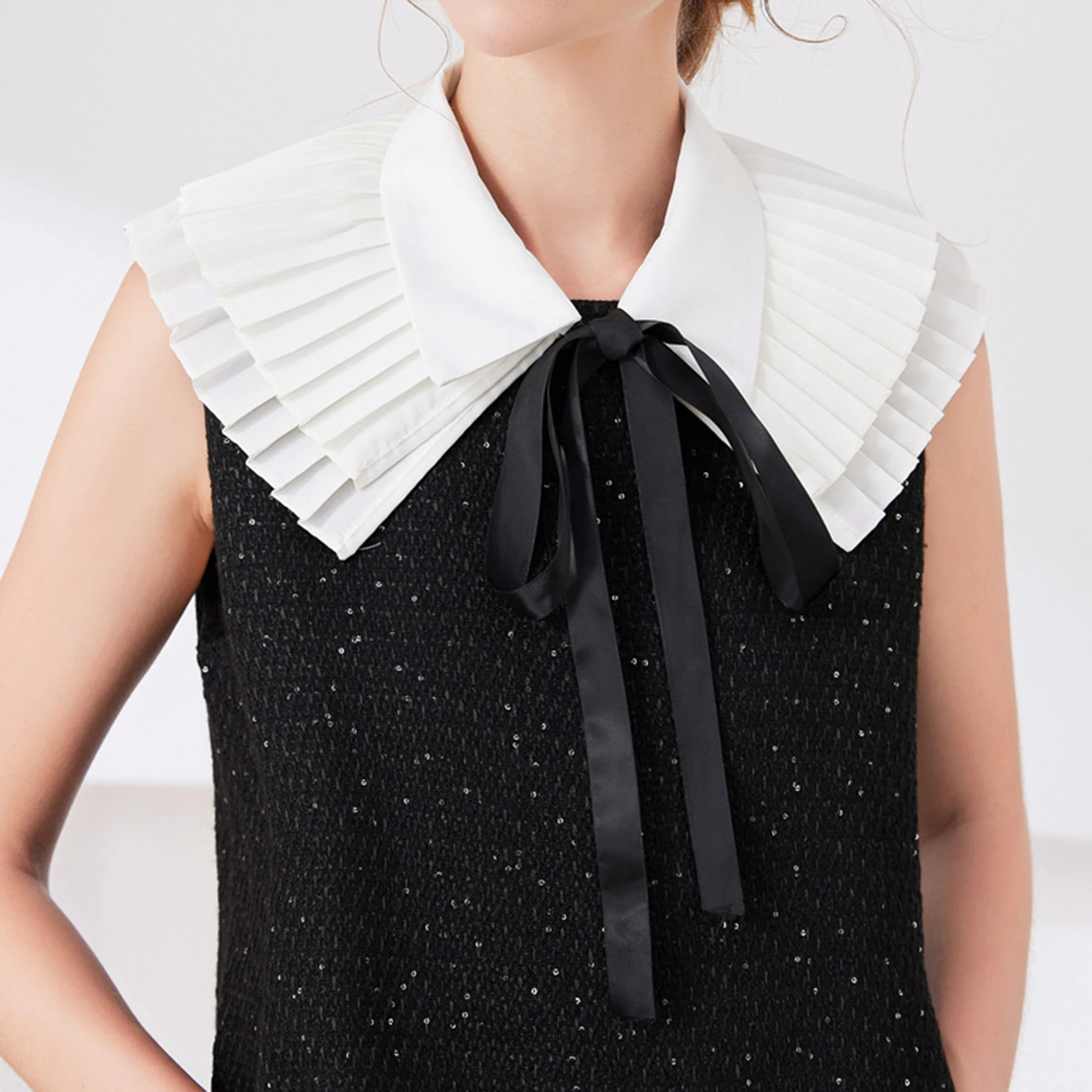 

Элегантный кружевной съемный воротник с вышивкой и рюшами для женской моды, эффектные мероприятия и фотосессии