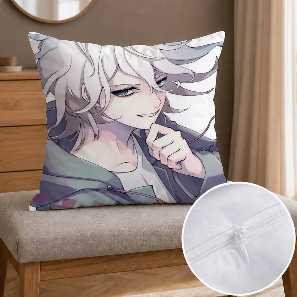 N-Nagito K-Komaeda  Double-sided Printed Square Decorative Cushion Cover for Sofa Living Room Home Decor