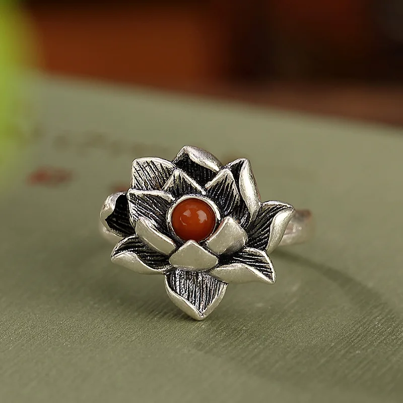 

Женское кольцо из серебра S999 пробы, с эмалью и цветами