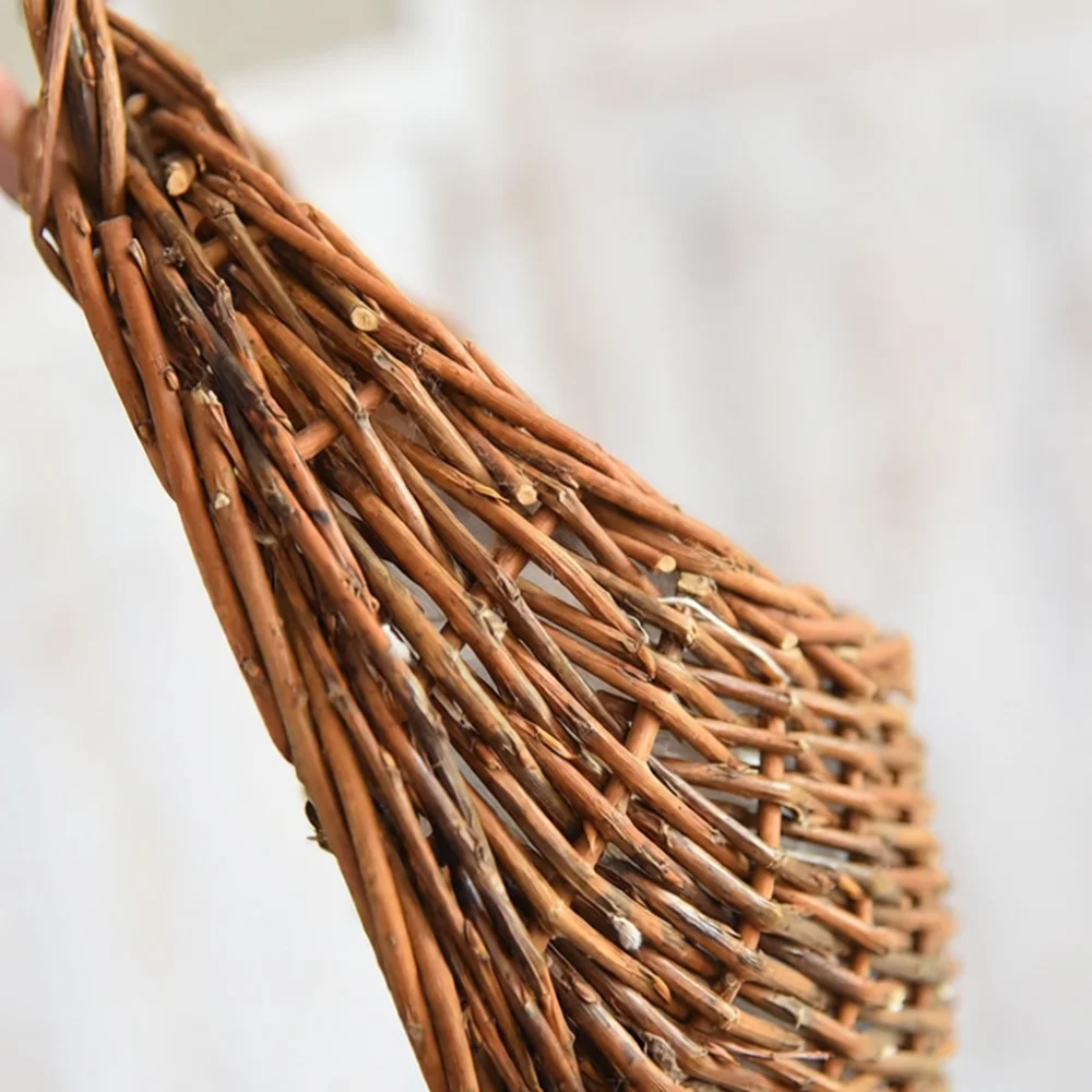 Wall Mounted Woven Flower Basket Natural Rattan Plant Pot Decorative Storage Container For Home Garden Balcony Green Plant Craft