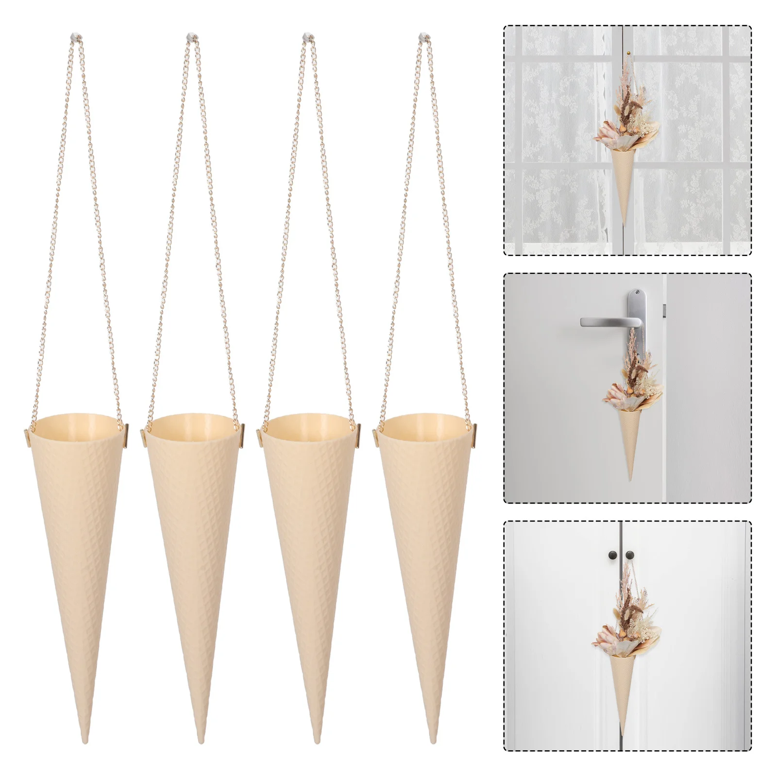 

4pcs Ice Cream Cone Flower Boxes Stylish Bouquet Holder For Weddings Birthdays Valentine’S Day Rose Arrangement Cone Shaped