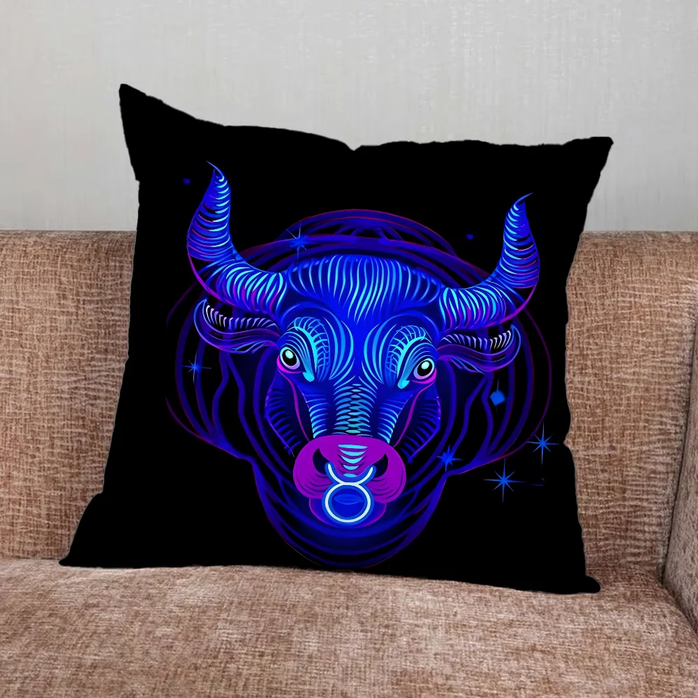 Zodiac Sign 12 Constellations Pillow Case For Home Bedroom Car Office Decoration Living Room Sofa Cushion Cover Suitable