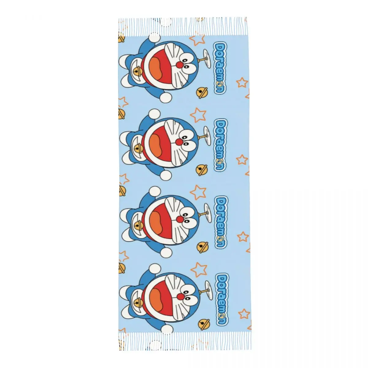 Kawaii Doraemon Flying Cartoon Scarf Women Fall Winter Pashmina Shawl Wrap Japanese Anime Long Scarves with Tassel Daily Wear