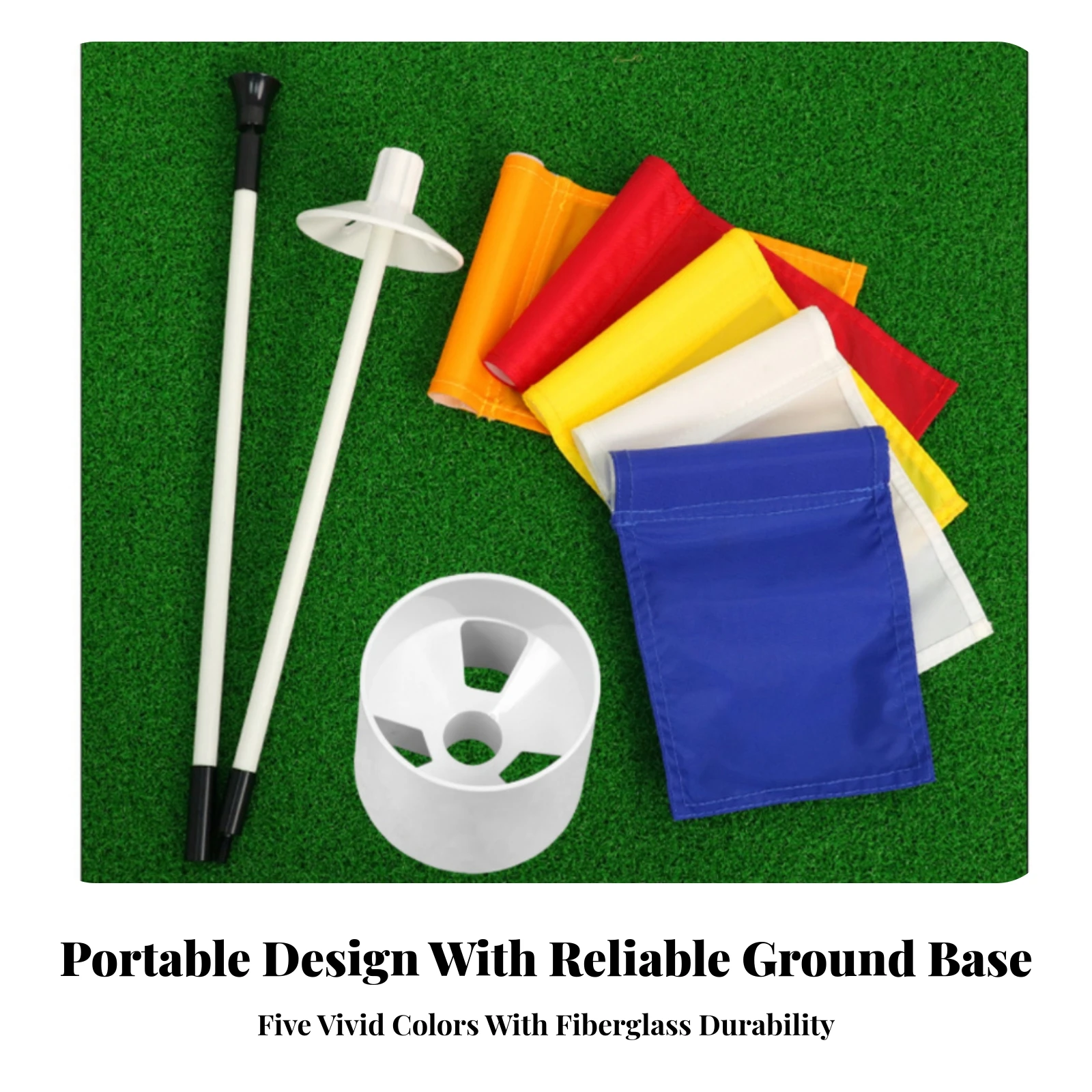 Portable Golf Green Flagstick Easy to Assemble Fiberglass Golf Flagstick with Nylon Flag Sturdy Lightweight for Golfers