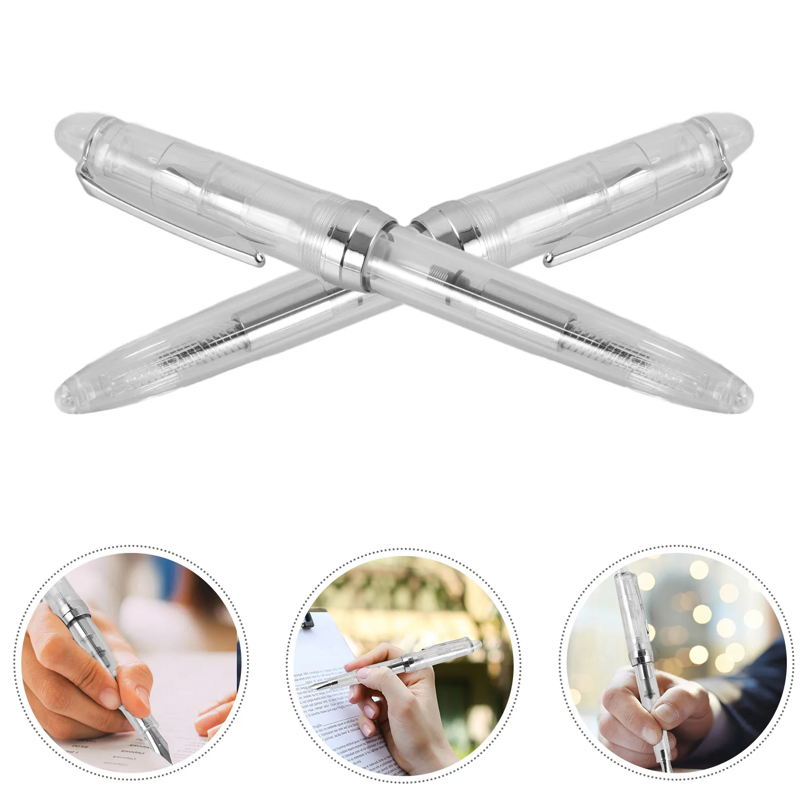 

2 Pcs Fountain Pens 0.5mm Piston Filler Plastic Smooth Writing Drawing Gifts Reusable Calligraphy Office Home Art Supplies