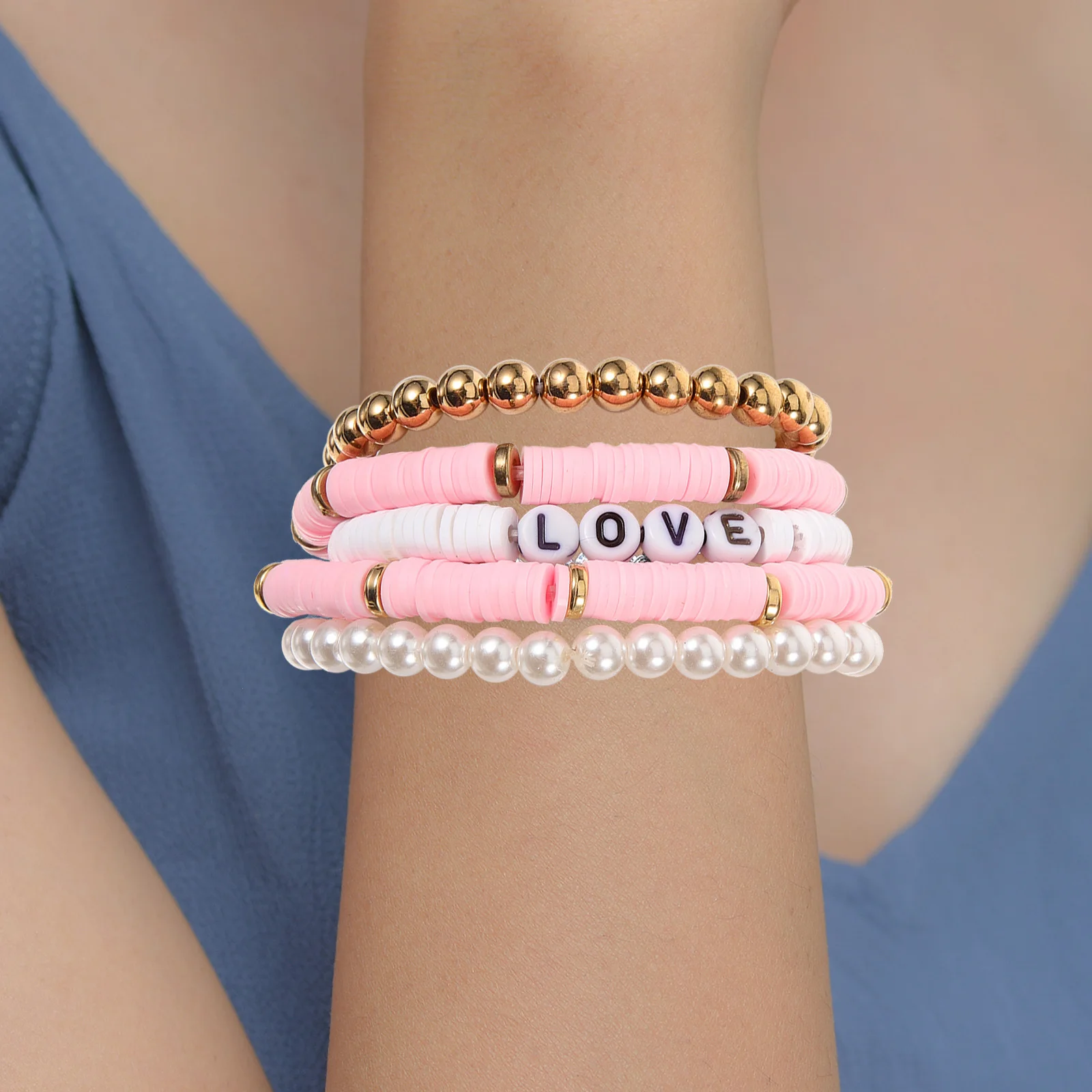 

5Pcs Vintage Pearl Charm Bracelets Beaded Bracelets Women Teen Girls Wrist Jewelry Party Accessories Elegant Fashion