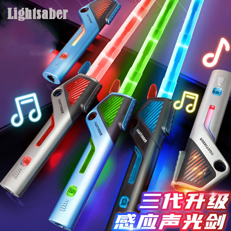 Lichtschwert-Laserschwert-Spielzeug, einziehbarer Finger, rotierend, 12 Farbwechsel, leuchtende Soundfonts Force FX FOC Blaster-Spielzeug für Kinder