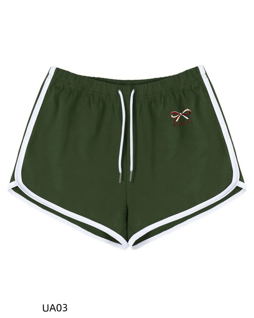 Women's Summer Pure Cotton Outdoor Sports Shorts Contrast Hanging Drawstring Loose Loose Loose Waist Fitness Shorts