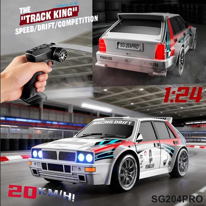 

2025 SG204 PRO 1 24 RC Drift Car со светодиодной подсветкой 20KMH Fast 4WD Monster Truck Высокоскоростные гоночные внедорожные игрушки для детей Подарок для мальчиков