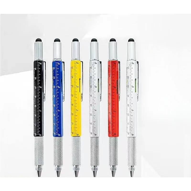 

Металлическая ручка по индивидуальному заказу, ручка-инструмент, отвертка «шесть в одном», измеритель уровня, шариковая ручка-градуват, вращающаяся ручка со средним маслянием, многофункциональная