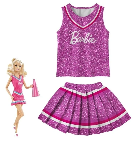 MINISO Live-action Movie Barbie Peripheral Two-dimensional Kawaii Skirt Suit Children's Halloween Cos Cheerleading Best Gift