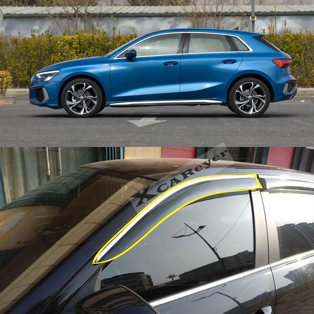 

Car Body Styling Sticker Plastic Window Glass Wind Visor Rain/Sun Guard Vent For AUDI A3 Sportback 2017 2018 2019 2020 2021