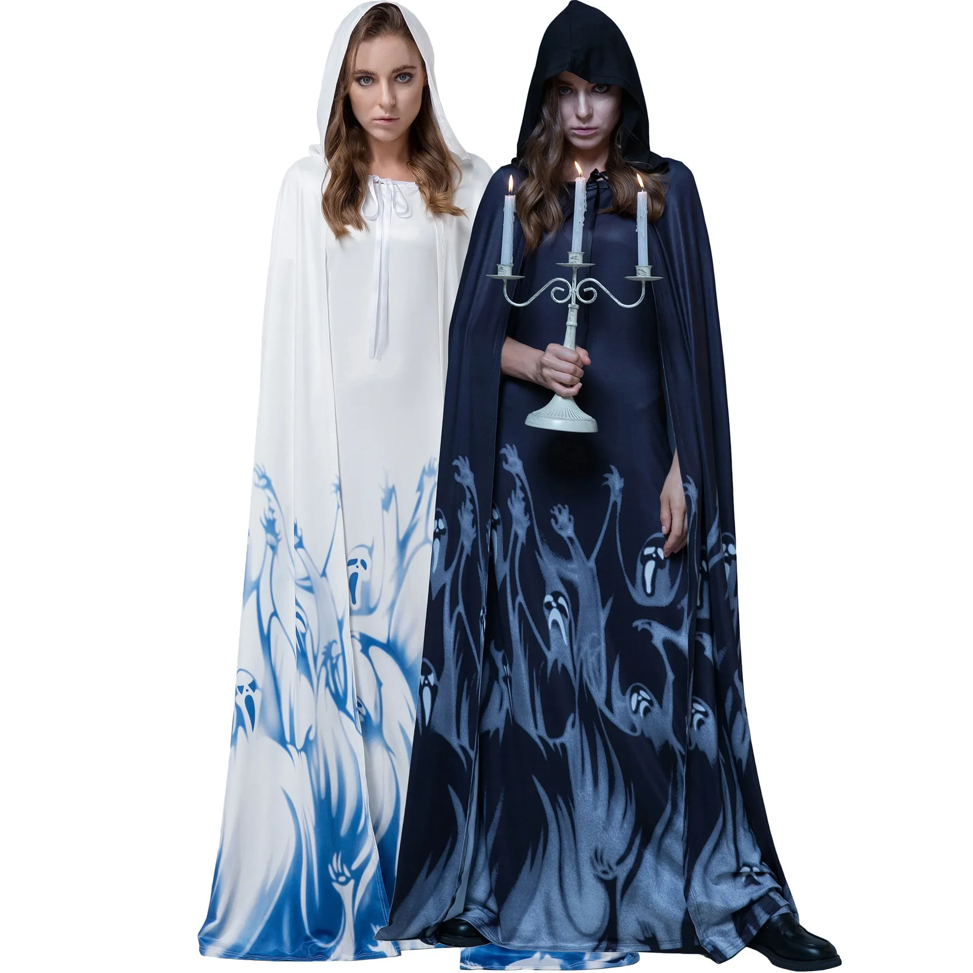 

2025 New Halloween Costumes For Women Vampire Ghost Bride Death Witch Zombie Cape Cloak Masquerade Cosplay Performance Costumes